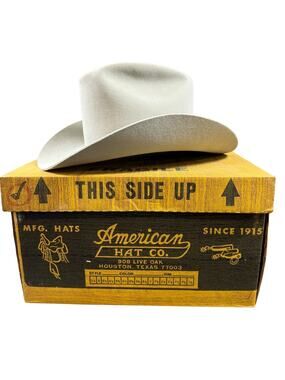 Vintage American Hat Company XXXX Silver Cowboy Western 3.25" Brim Sz 7 1/8